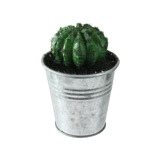32733410 3.5 in. Tropical Mini Artificial Cactus with Tin Pot